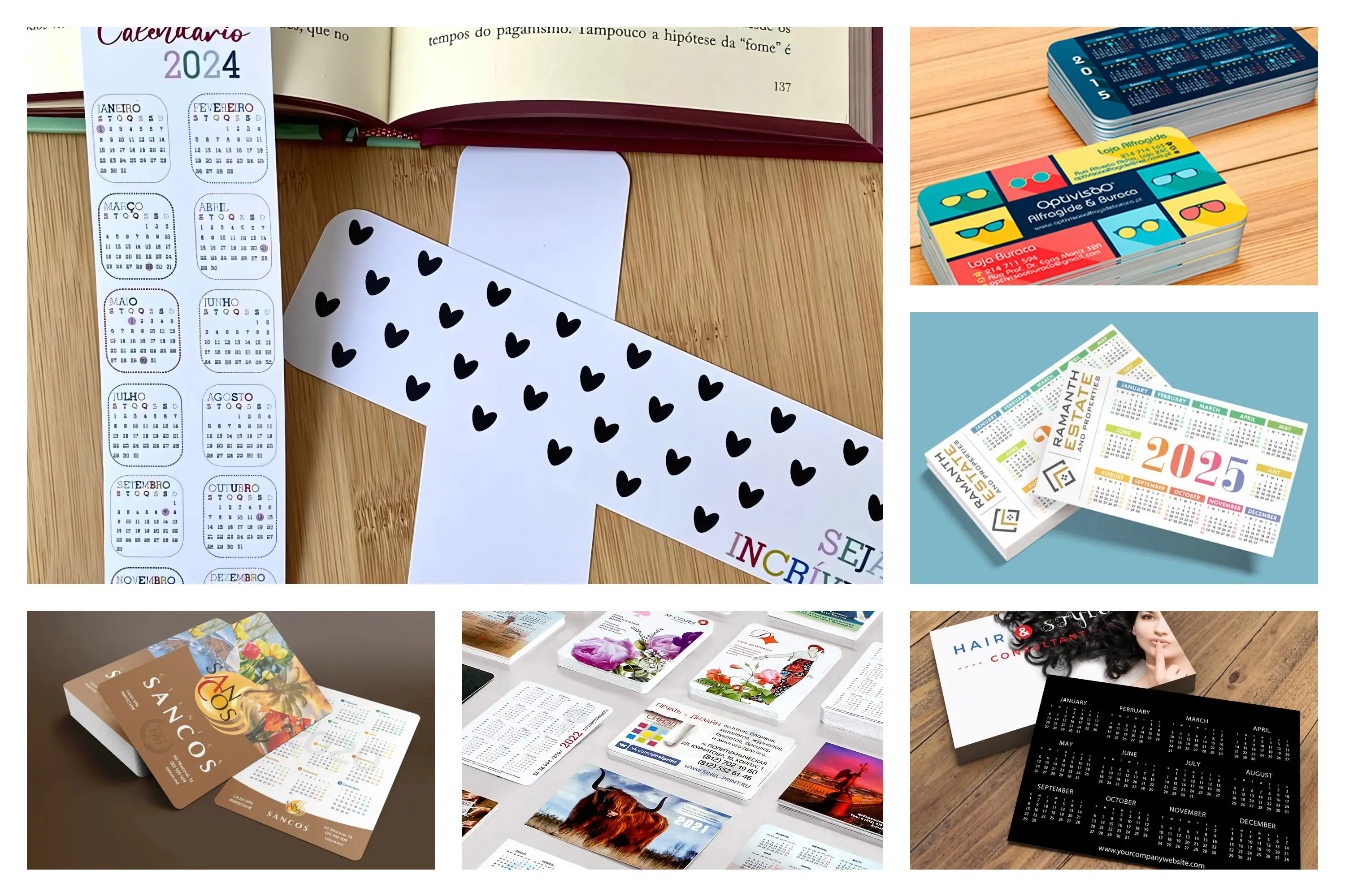 Разнообразные карманные календари и закладки-календари с оригинальным дизайном